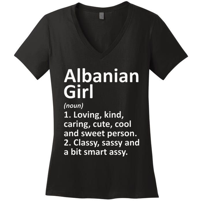 ALBANIAN GIRL ALBANIA Gift Funny Country Home Roots Descent Women's V-Neck T-Shirt