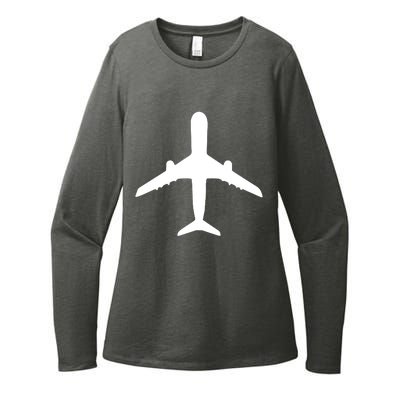 Aviation Geek Airplane Pilot Dad Husband Fathers Day Womens CVC Long Sleeve Shirt