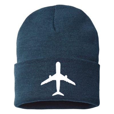 Aviation Geek Airplane Pilot Dad Husband Fathers Day Sustainable Knit Beanie