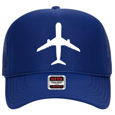 Aviation Geek Airplane Pilot Dad Husband Fathers Day High Crown Mesh Back Trucker Hat