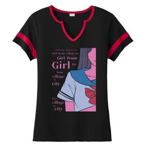 Anime Girl Ladies Halftime Notch Neck Tee