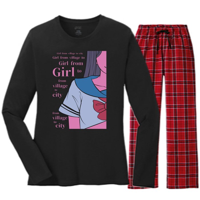 Anime Girl Women's Long Sleeve Flannel Pajama Set 