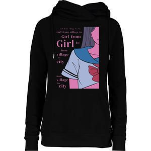 Anime Girl Womens Funnel Neck Pullover Hood