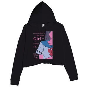 Anime Girl Crop Fleece Hoodie