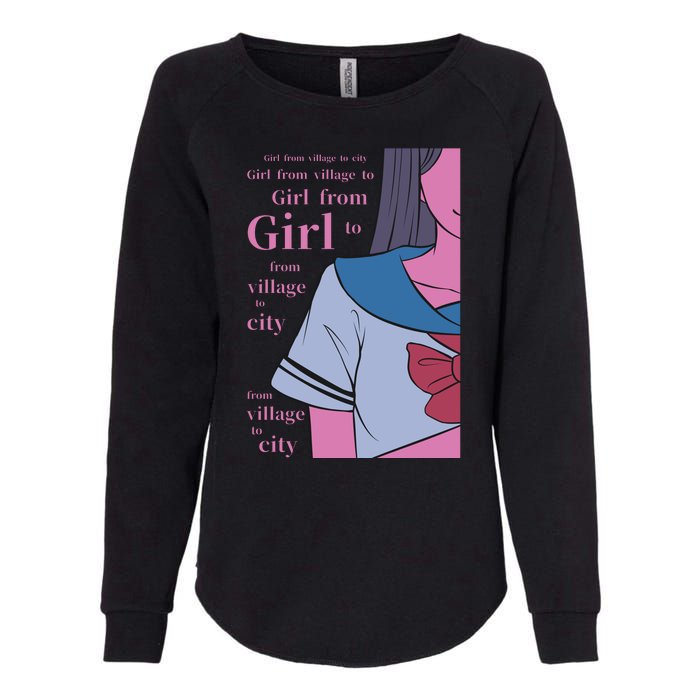 Anime Girl Womens California Wash Sweatshirt