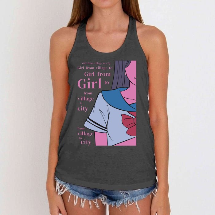 Anime Girl Women's Knotted Racerback Tank