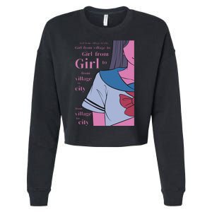 Anime Girl Cropped Pullover Crew