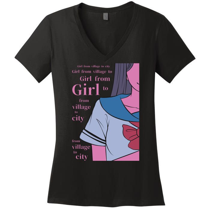 Anime Girl Women's V-Neck T-Shirt