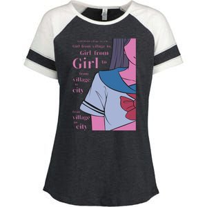 Anime Girl Enza Ladies Jersey Colorblock Tee