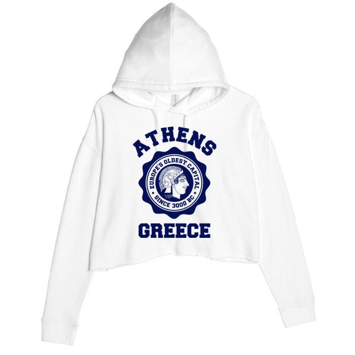 Athens Greece Athena From Ancient Greek Crop Fleece Hoodie