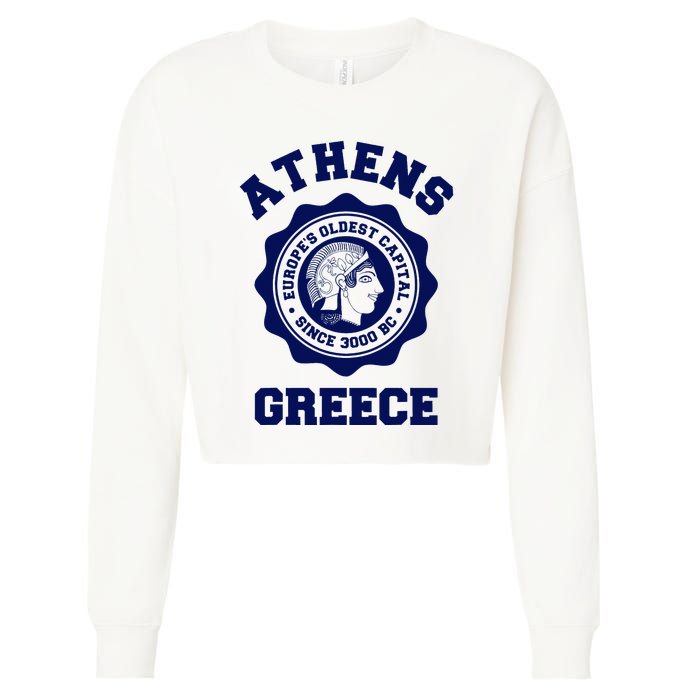 Athens Greece Athena From Ancient Greek Cropped Pullover Crew