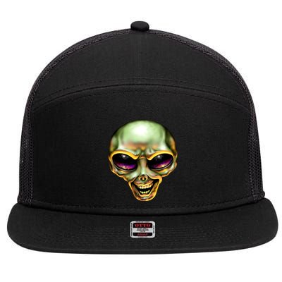Alien Grin 7 Panel Mesh Trucker Snapback Hat
