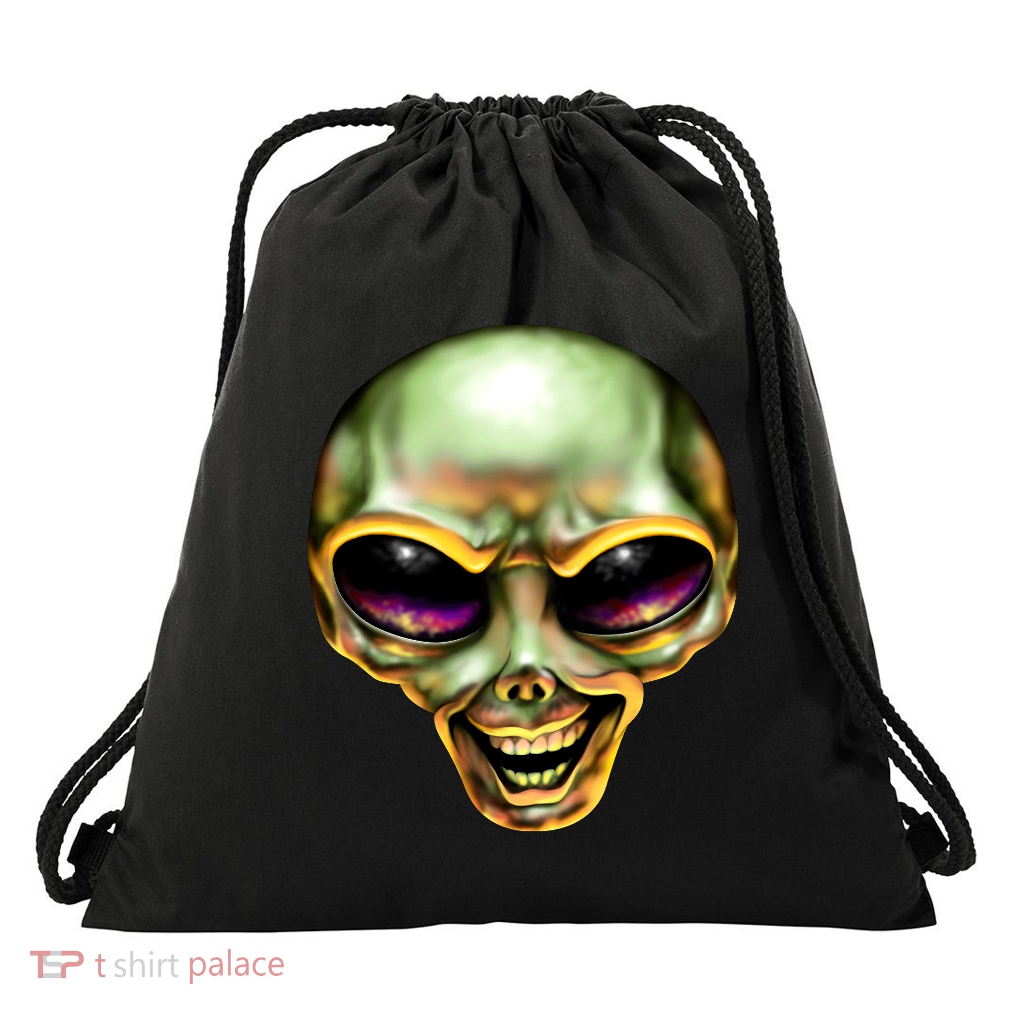 Alien Grin Drawstring Bag