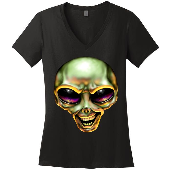 Alien Grin Women's V-Neck T-Shirt