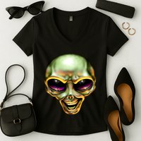 Alien Grin Women's V-Neck T-Shirt