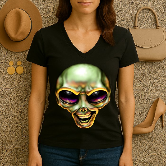 Alien Grin Women's V-Neck T-Shirt