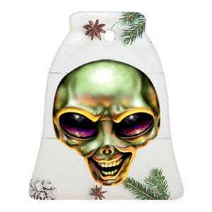 Alien Grin Ceramic Bell Ornament