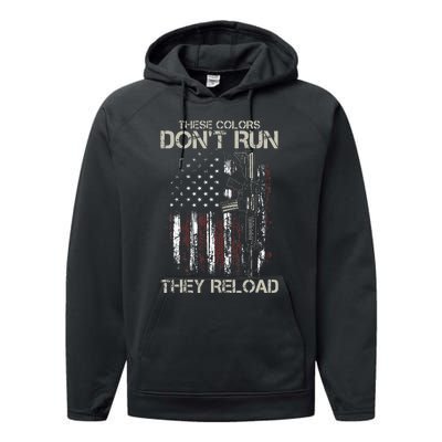 Ar15 Gun American Flag Colors DonT Run They Reload Performance Fleece Hoodie