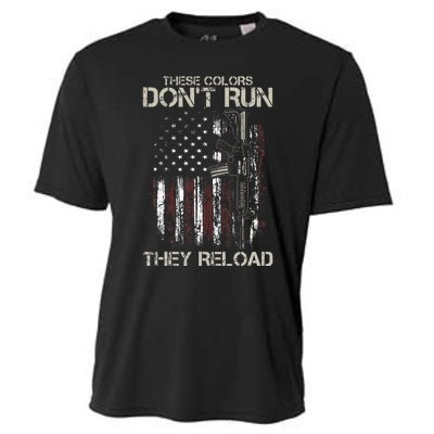 Ar15 Gun American Flag Colors DonT Run They Reload Cooling Performance Crew T-Shirt