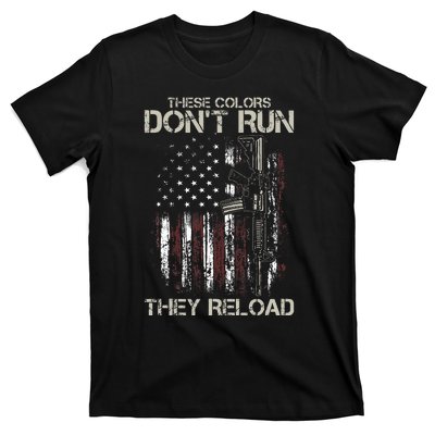 Ar15 Gun American Flag Colors DonT Run They Reload T-Shirt