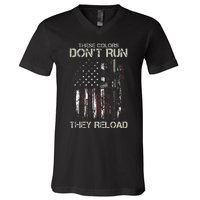 Ar15 Gun American Flag Colors DonT Run They Reload V-Neck T-Shirt