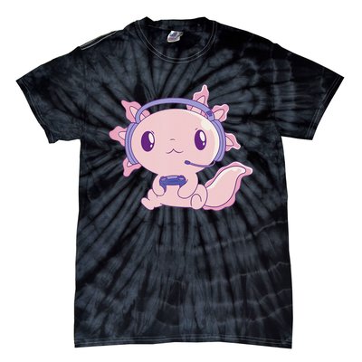 Axolotl Gaming Animals Cute Gamer Axolotl Tie-Dye T-Shirt