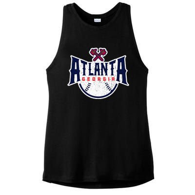 Atlanta Georgia Atl Vintage Baseball Retro Throwback Ladies PosiCharge Tri-Blend Wicking Tank