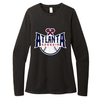 Atlanta Georgia Atl Vintage Baseball Retro Throwback Womens CVC Long Sleeve Shirt