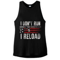 AR15 Gun American Flag I Don't Run I Reload I Dont Run Ladies PosiCharge Tri-Blend Wicking Tank