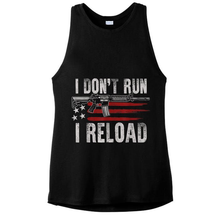AR15 Gun American Flag I Don't Run I Reload I Dont Run Ladies PosiCharge Tri-Blend Wicking Tank