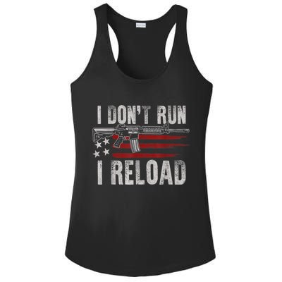 AR15 Gun American Flag I Don't Run I Reload I Dont Run Ladies PosiCharge Competitor Racerback Tank