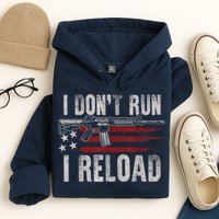 AR15 Gun American Flag I Don't Run I Reload I Dont Run Hoodie