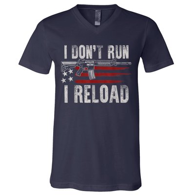 AR15 Gun American Flag I Don't Run I Reload I Dont Run V-Neck T-Shirt