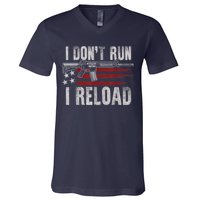 AR15 Gun American Flag I Don't Run I Reload I Dont Run V-Neck T-Shirt