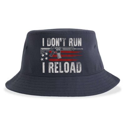 AR15 Gun American Flag I Don't Run I Reload I Dont Run Sustainable Bucket Hat