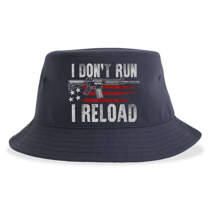 AR15 Gun American Flag I Don't Run I Reload I Dont Run Sustainable Bucket Hat
