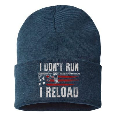 AR15 Gun American Flag I Don't Run I Reload I Dont Run Sustainable Knit Beanie