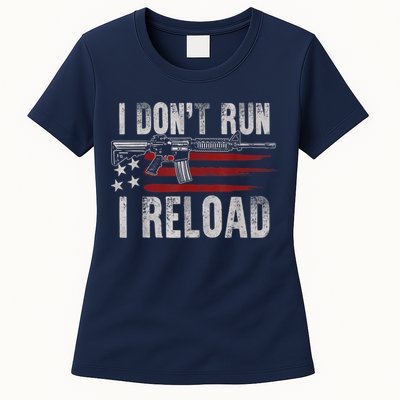 AR15 Gun American Flag I Don't Run I Reload I Dont Run Womens T-Shirt