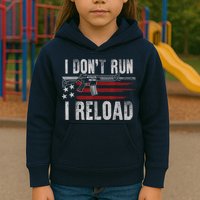 AR15 Gun American Flag I Don't Run I Reload I Dont Run Kids Hoodie