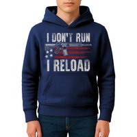 AR15 Gun American Flag I Don't Run I Reload I Dont Run Kids Hoodie