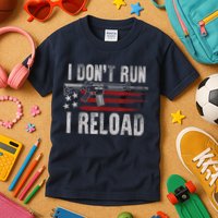 AR15 Gun American Flag I Don't Run I Reload I Dont Run Kids T-Shirt