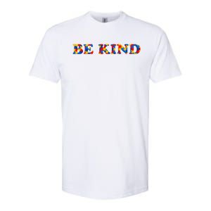 Autism Gift Autism Awareness Be Kind Colorful Puzzle Pieces Cute Gift Softstyle CVC T-Shirt