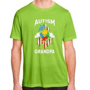 Autism Grandpa American Flag Autism Awareness Puzzle Adult ChromaSoft Performance T-Shirt