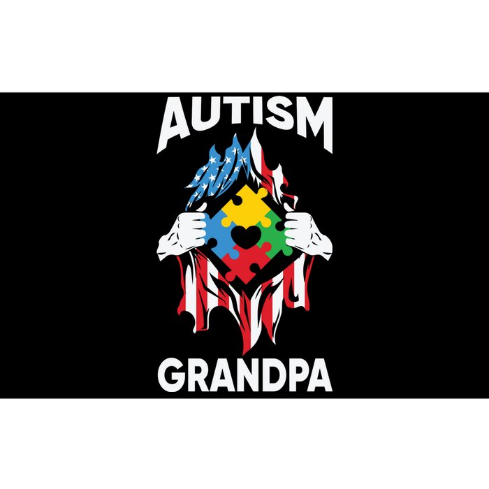 Autism Grandpa American Flag Autism Awareness Puzzle Bumper Sticker