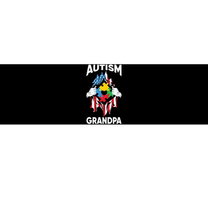 Autism Grandpa American Flag Autism Awareness Puzzle Bumper Sticker