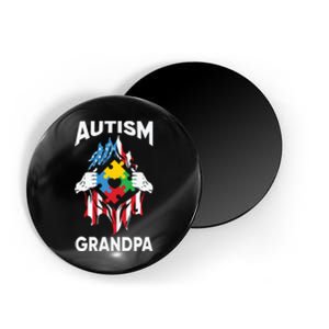 Autism Grandpa American Flag Autism Awareness Puzzle Magnet