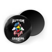 Autism Grandpa American Flag Autism Awareness Puzzle Magnet