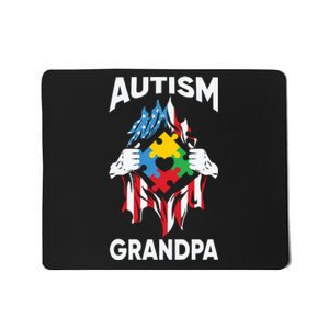 Autism Grandpa American Flag Autism Awareness Puzzle Mousepad