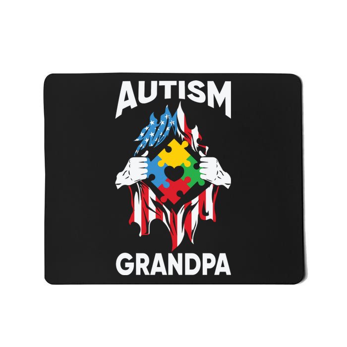 Autism Grandpa American Flag Autism Awareness Puzzle Mousepad