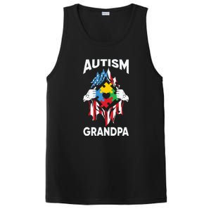 Autism Grandpa American Flag Autism Awareness Puzzle PosiCharge Competitor Tank